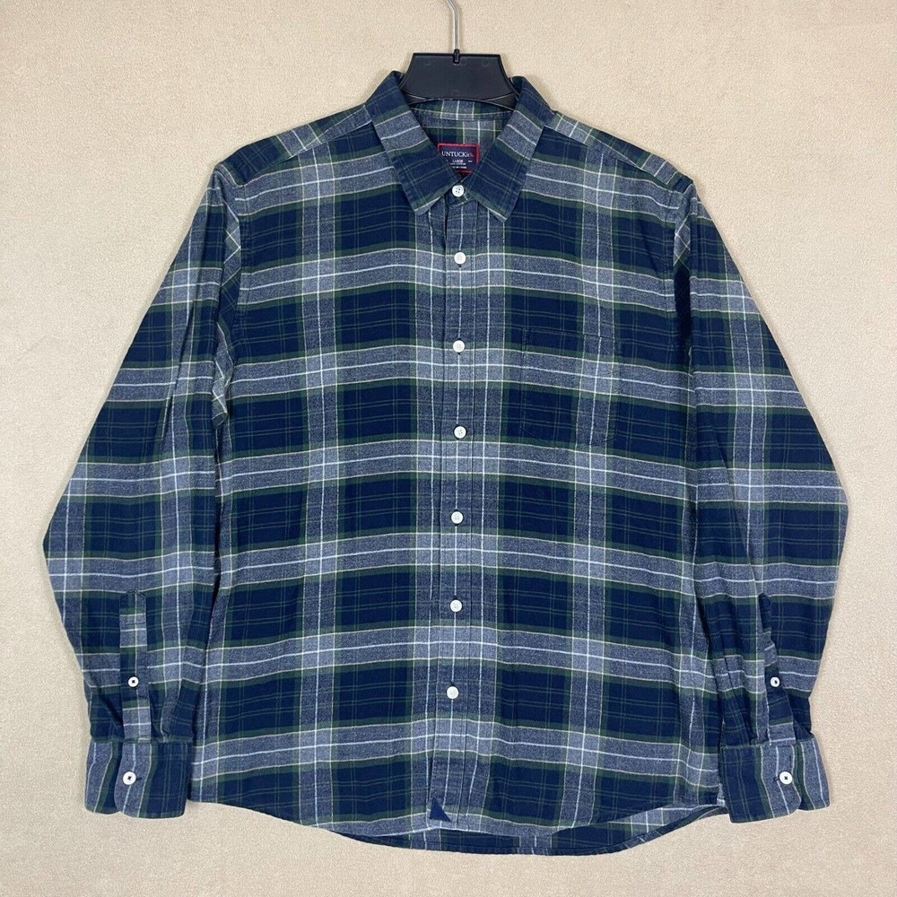UNTUCKit Graphic Flannel Shirt Mens L Multicolor Plaid Chest Pocket 100% Cotton